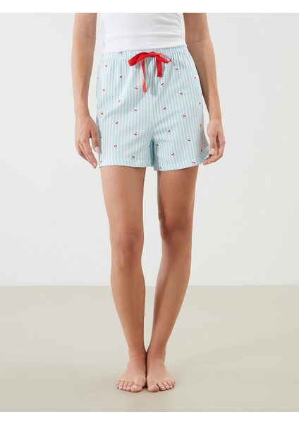 Yeni Sezon Beli Lastikli Baskılı Kadın Şort Pijama Altı modelleri