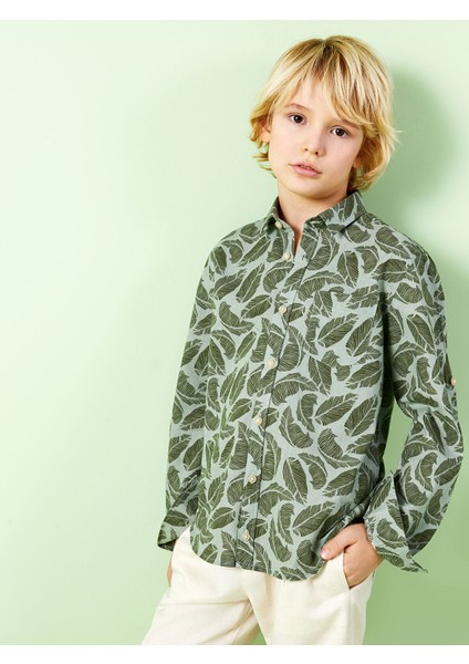 Yeni Sezon Desenli Uzun Kollu Erkek Çocuk Gömlek