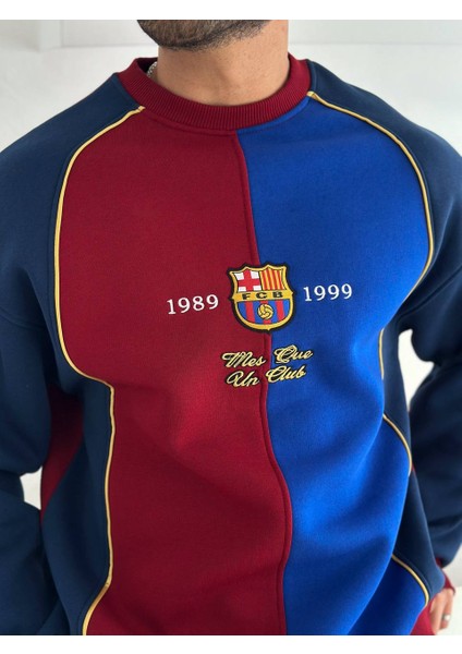 Oversıze Barca Bordo Mavi Sweatshırt - Mes Que Un Club Barcelona Sweat modelleri