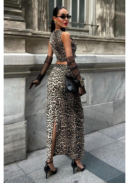 Leopar Desenli Gabardin Takım -Multi fiyatları