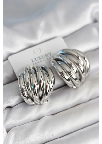 Pirinç Gümüş Renk Vintage Kadın Küpe - EBJ251010W38140