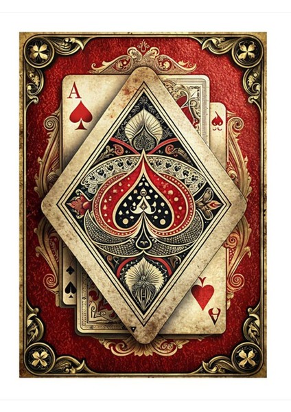 Iskambil Kağıtları Model Ahşap Tablo, 35CM x 50CM