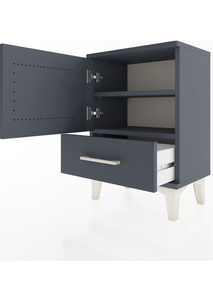 Arges Komodin 2 Raflı Tek Kapaklı 44X30X64 Antrasit-Antrasit fırsatları