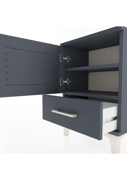 Arges Komodin 2 Raflı Tek Kapaklı 44X30X64 Antrasit-Antrasit indirimleri