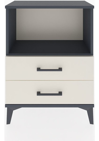 Arges Komodin Tek Raflı 2 Çekmeceli 60X30X80 Antrasit-Aytaşı
