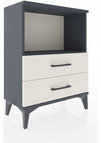 Arges Komodin Tek Raflı 2 Çekmeceli 60X30X80 Antrasit-Aytaşı fiyatları