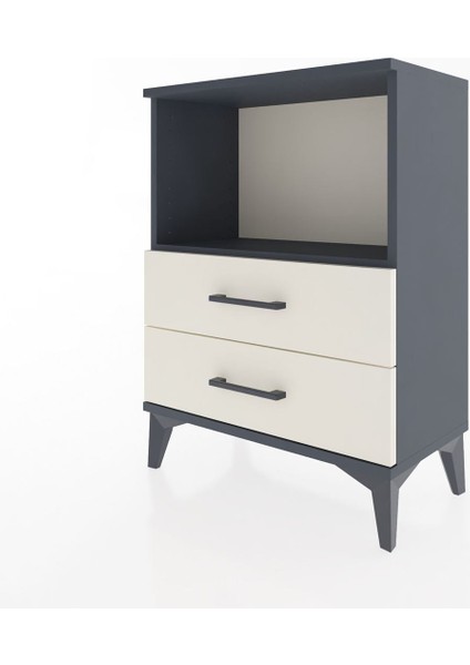 Arges Komodin Tek Raflı 2 Çekmeceli 60X30X80 Antrasit-Aytaşı modelleri