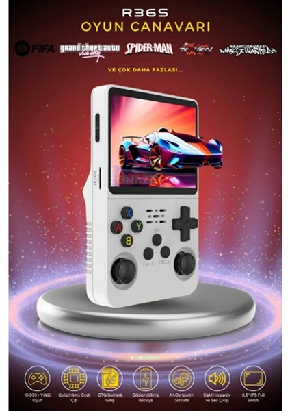 R36S Çok Renkli Taşınabilir Oyun El Konsolu
