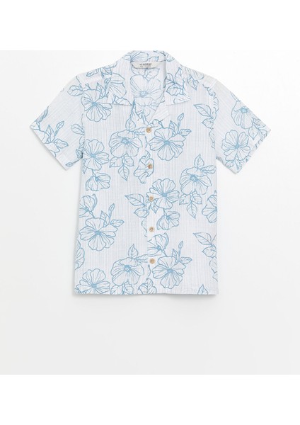 Yeni Sezon Desenli Kısa Kollu Erkek Çocuk Gömlek