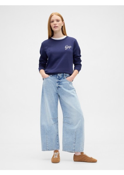 Kadın Lacivert Relaxed Gap Logo Sweatshirt fırsatları
