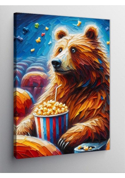 Kanvas Tablo Patlamış Mısır ve Ayı 50 x 70 CNVSDKEY-125755-50-70