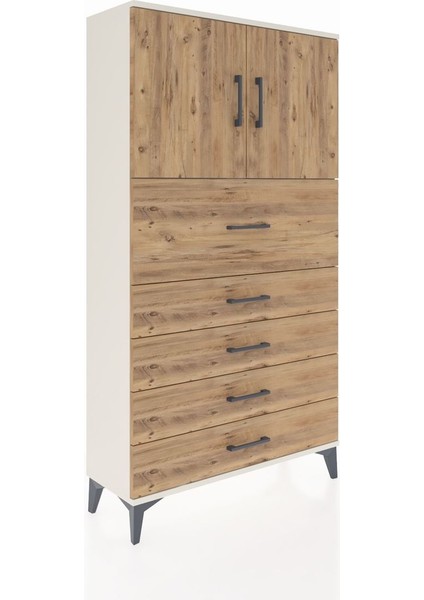 Arges Dolap 2 Raflı 5 Çekmeceli 2 Kapaklı 88X30X163 Aytaşı-Çam fiyatları