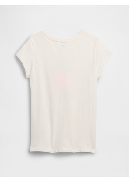 Kız Çocuk Beyaz Grafik Baskılı T-Shirt fiyatları