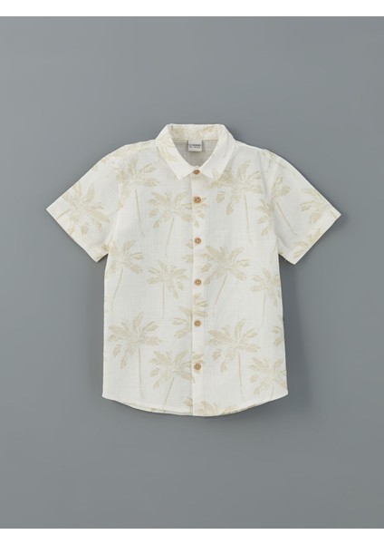 Yeni Sezon Desenli Kısa Kollu Erkek Çocuk Gömlek