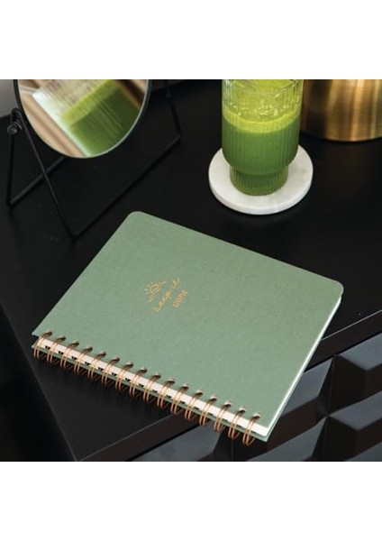 A5 Spiralli Sert Kapak Düz Çizgisiz Tarihsiz Not Defteri Yeşil modelleri