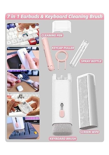 Temizleme Fırçası 7&apos;si 1 Arada Klavye Temizleme Fırçası Seti, Çok Işlevli Kulaklık Temizleyici, Klavye Çektirmeli, Kulaklık Için Akıllı Telefon Temizleme Seti (Asorti) fiyatları