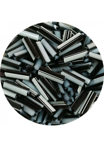 Uzun Boru Kesme Boncuk Çap 2mm Uzunluk 10 mm - 60 Gram - Siyah Beyaz - BNC290 fiyatları