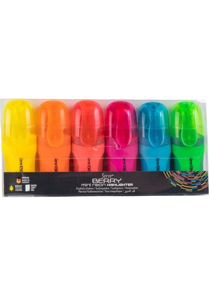 Berry SV-BRMFKP6FR Mini Fosforlu, Neon, 6&apos;lı Pet, Karışık Renk