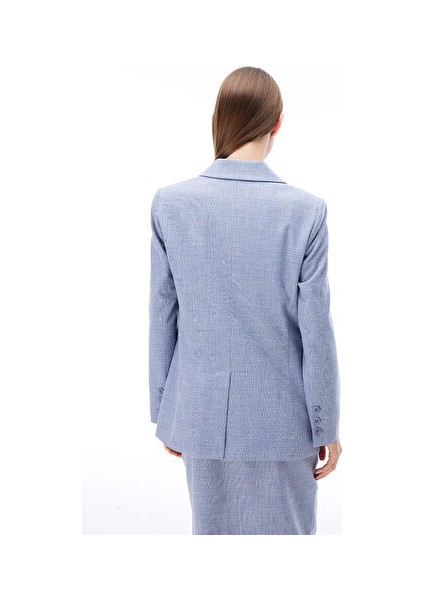 Arges Slim Fit Ekose Desen Standart Boy Takma Kol Ceket Yaka Indıgo Ceket fırsatları