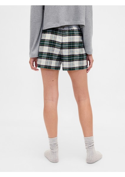 Kadın Koyu Yeşil Gap Logo Flannel Boxer Şort fırsatları