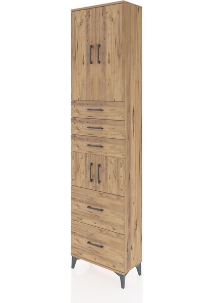 Arges Dolap 4 Raflı 5 Çekmeceli 4 Kapaklı 60X30X243 Çam-Çam modelleri