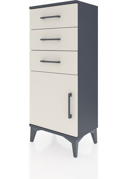 Arges Komodin Tek Raflı 3 Çekmeceli Tek Kapaklı 44X30X106 Antrasit-Aytaşı modelleri
