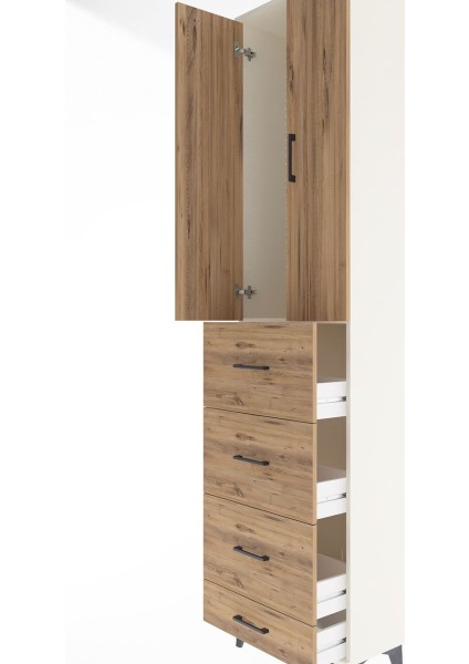 Arges Dolap Tek Raflı 4 Çekmeceli 2 Kapaklı 60X30X243 Aytaşı-Çam indirimleri