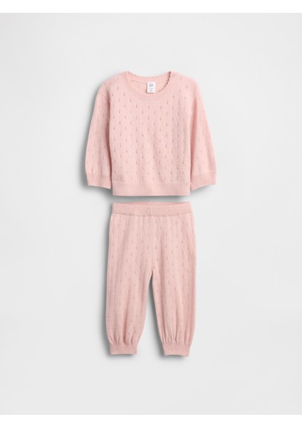Bebek Toz Pembe Cashsoft Pointelle Outfit Set