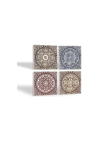 Etnik Desen Taş Altlığı Seti - 4 Parça - Dekoratif, Mutfak Aksesuarı, 10X10 Cm, Kaydırmaz Tabanlı, Şık ve Dayanıklı SC114 fiyatları