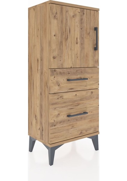 Arges Komodin 2 Raflı 2 Çekmeceli Tek Kapaklı 44X30X106 Çam-Çam fiyatları