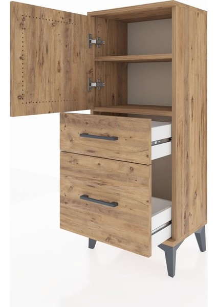 Arges Komodin 2 Raflı 2 Çekmeceli Tek Kapaklı 44X30X106 Çam-Çam fırsatları