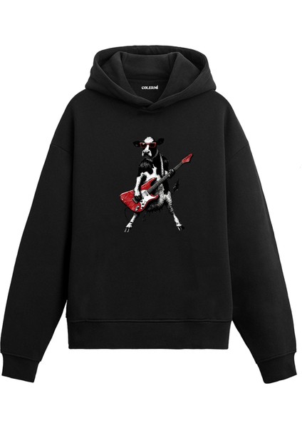 Rockçı Inek Tasarım Hoodie