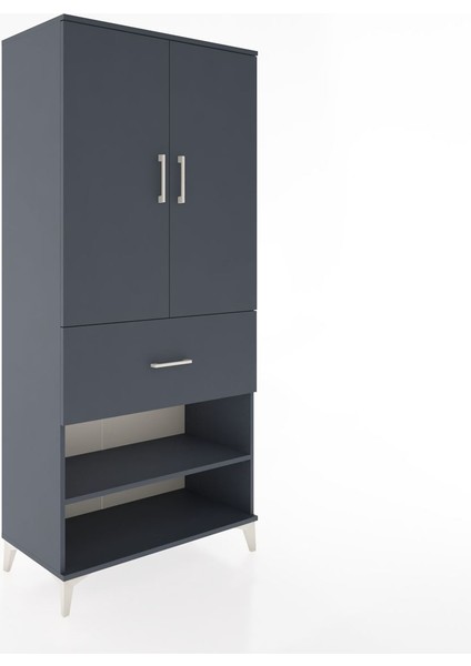 Hyperion Dolap 4 Raflı Tek Çekmeceli 2 Kapaklı 88X44X195 Antrasit-Antrasit fiyatları