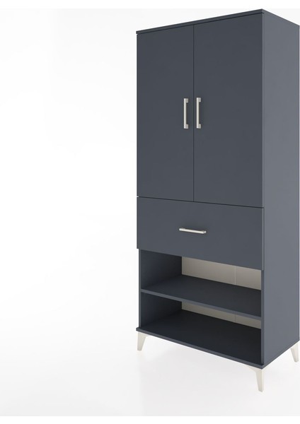 Hyperion Dolap 4 Raflı Tek Çekmeceli 2 Kapaklı 88X44X195 Antrasit-Antrasit modelleri