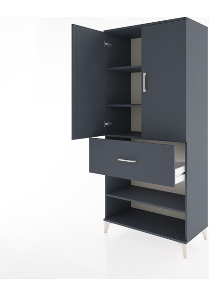 Hyperion Dolap 4 Raflı Tek Çekmeceli 2 Kapaklı 88X44X195 Antrasit-Antrasit fırsatları