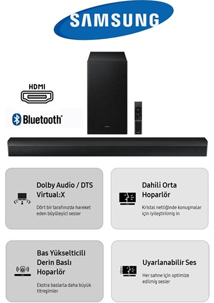 Dolby Audio / Dts Virtual:x Optik-Usb-Bluetooth® Tv-Telefon Bağlantı 300W Soundbar Ev Sinema Sistemi
