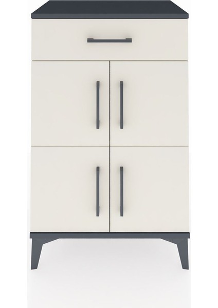 Hyperion Komodin Tek Raflı Tek Çekmeceli 4 Kapaklı 60X44X96 Antrasit-Aytaşı