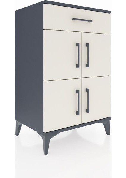 Hyperion Komodin Tek Raflı Tek Çekmeceli 4 Kapaklı 60X44X96 Antrasit-Aytaşı fiyatları