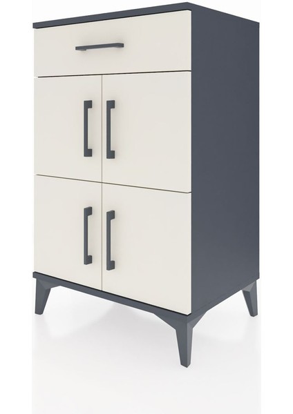 Hyperion Komodin Tek Raflı Tek Çekmeceli 4 Kapaklı 60X44X96 Antrasit-Aytaşı modelleri