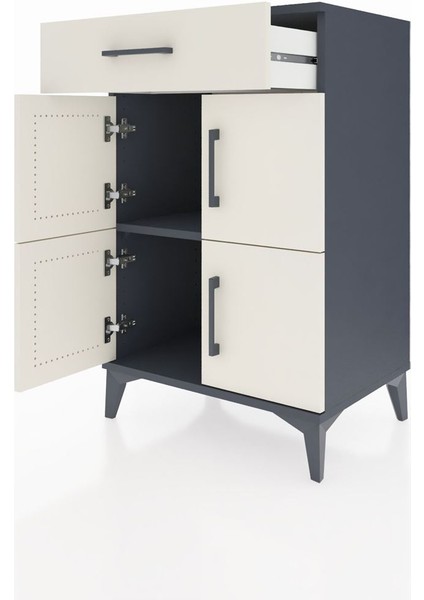 Hyperion Komodin Tek Raflı Tek Çekmeceli 4 Kapaklı 60X44X96 Antrasit-Aytaşı fırsatları