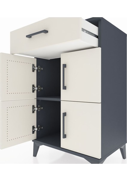 Hyperion Komodin Tek Raflı Tek Çekmeceli 4 Kapaklı 60X44X96 Antrasit-Aytaşı indirimleri