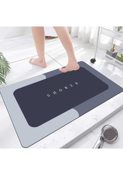 Su Emici Paspas, Şık Tasarım, Kaymaz Taban, 40X60 cm Kare Paspas, Gri