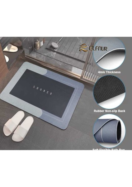 Su Emici Paspas, Şık Tasarım, Kaymaz Taban, 40X60 cm Kare Paspas, Gri fiyatları