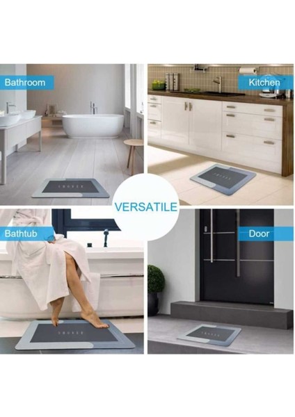 Su Emici Paspas, Şık Tasarım, Kaymaz Taban, 40X60 cm Kare Paspas, Gri modelleri