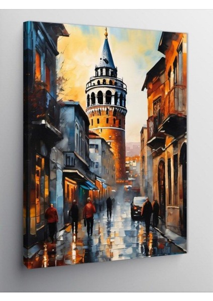 Kanvas Tablo Yağlı Boya Istanbul Galata Kulesi, 70CM x 100CM