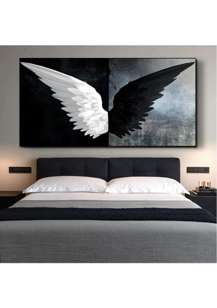 Kanvas Tablo Siyah Beyaz Kanat Kanvas Tablo 70 x 100