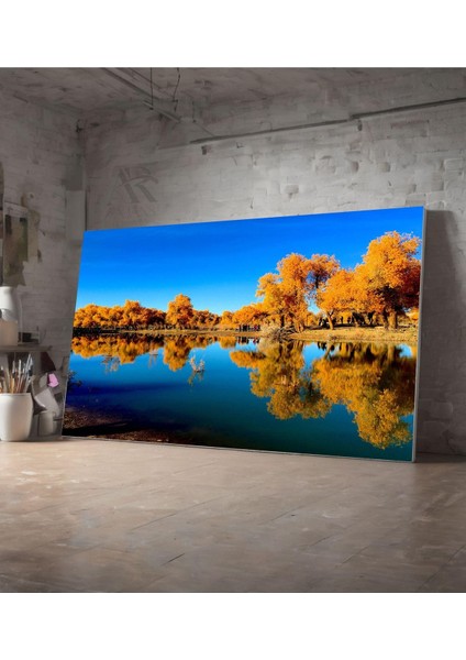 Kanvas Tablo Gölet Manzaralı Sonbahar Manzarası Dekoratif Kanvas Tablo 40 x 60