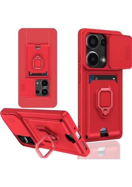 Xiaomi Redmi Note 13 Pro 4g Uyumlu Taşıma Askılı - Kartlıklı - Stantlı - Kamera Korumalı Silikon Telefon Kılıfı