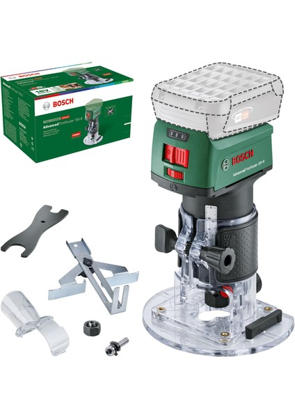 Home And Garden Bosch Advancedtrim Router 18V-8 Akülü Kenar Frezesi (Aküsüz, 18 Volt Sistem, Fırçasız Motor, Kartonda)