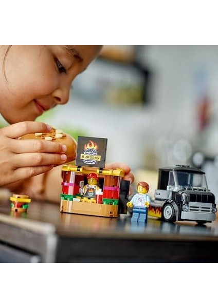 City Hamburger Kamyonu 60404-5 Yaş ve Üstü Kız ve Erkek Çocuklar Için Satıcı Mini Figürü ve Aksesuarlar Içeren Araç Yapım ve Mutfak Oyun Seti, Çocuklar Için Yaratıcı Hediye Fikri (194 Parça) modelleri